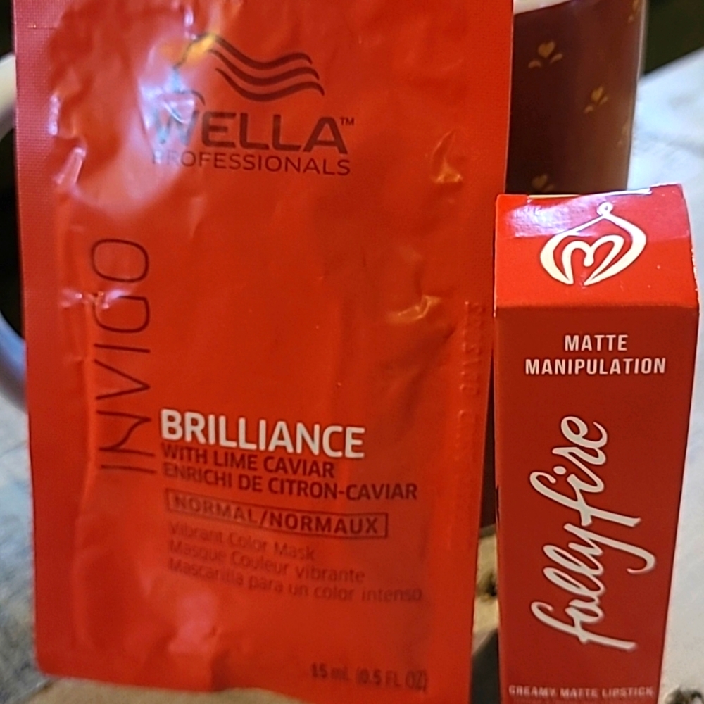 New in box Folly Fire lipstick bundle in 'Here to Slay' & hair mask